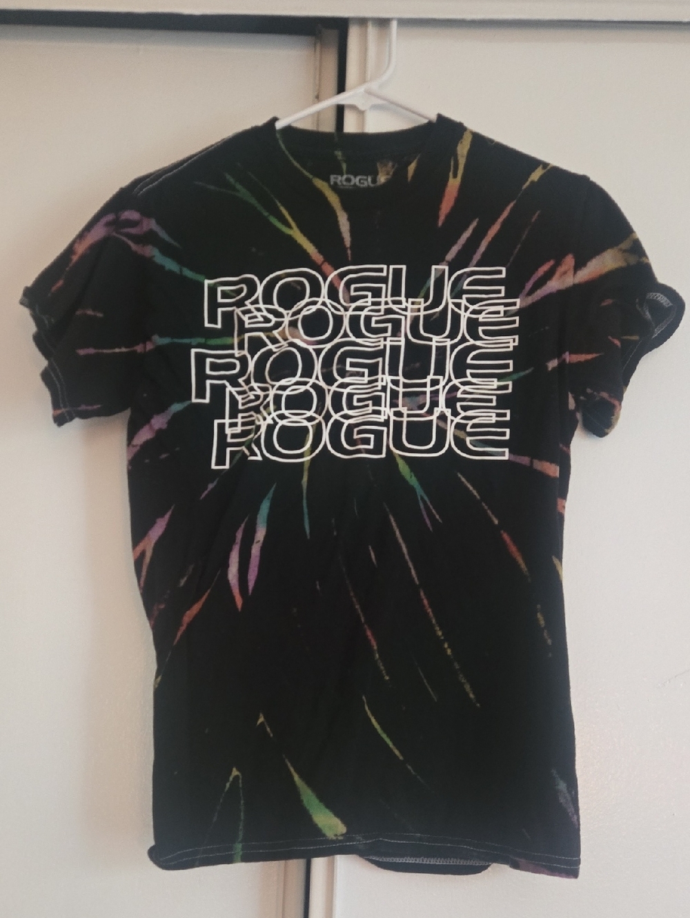 Rogue Black Tee with Multicolor Tie-Dye Burst